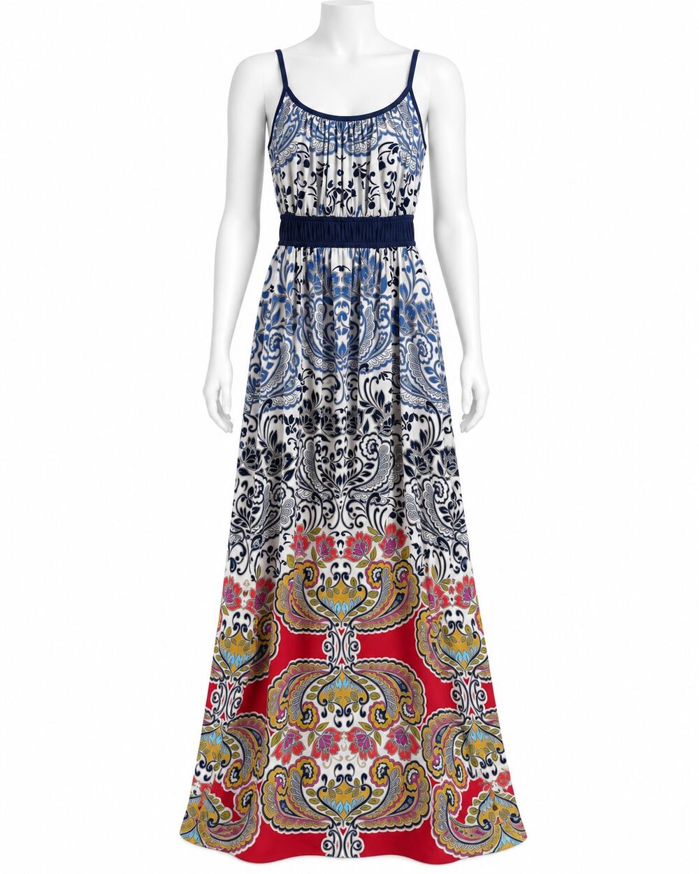 Soma Intimates Paisley Maxi Dress Soft Stretch Travel Cruise Resort Womens XS